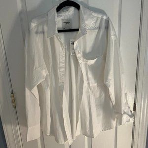 Abercrombie Women's White Oversized Button Up